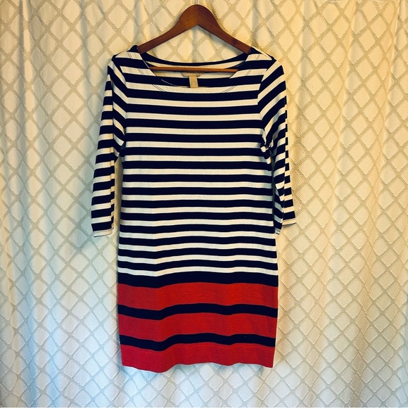 Banana Republic Striped Navy and Red Dress size M - Picture 1 of 5